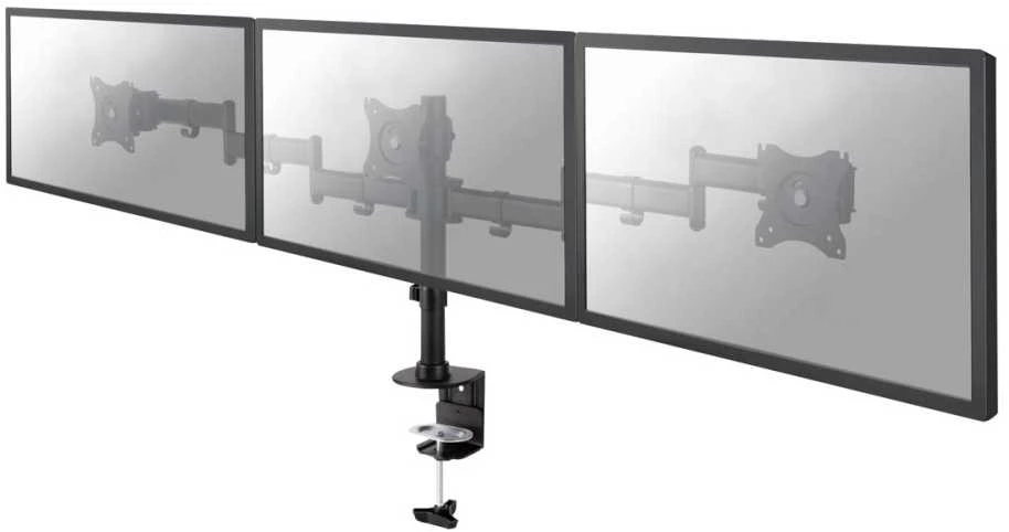 Laikiklis Neomounts by Newstar Select Tilt/Turn/Rotate Triple Desk Mount (spaustukas) trims 10-27" Monitorius ekranams, reguliuojamo aukščio - Juodas