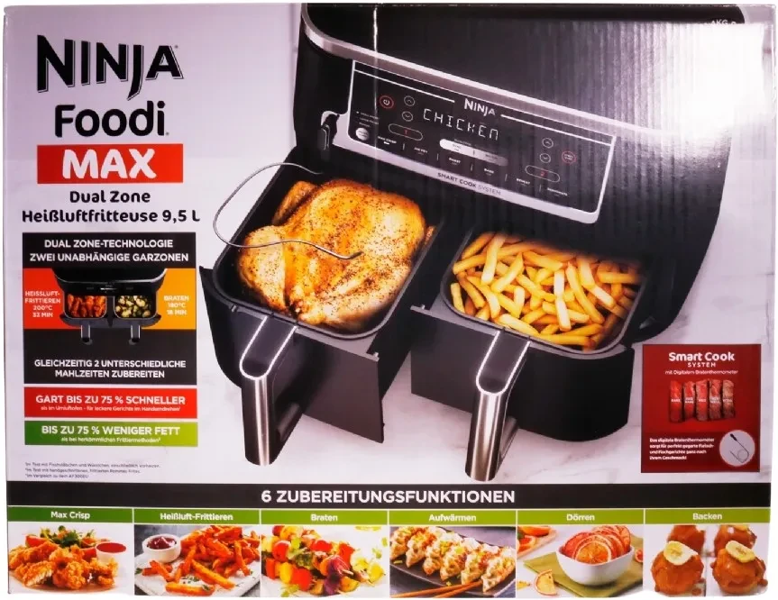 Ninja Foodi MAX dviejų zonų gruzdintuvė su išmaniąja kepimo sistema AF451eu