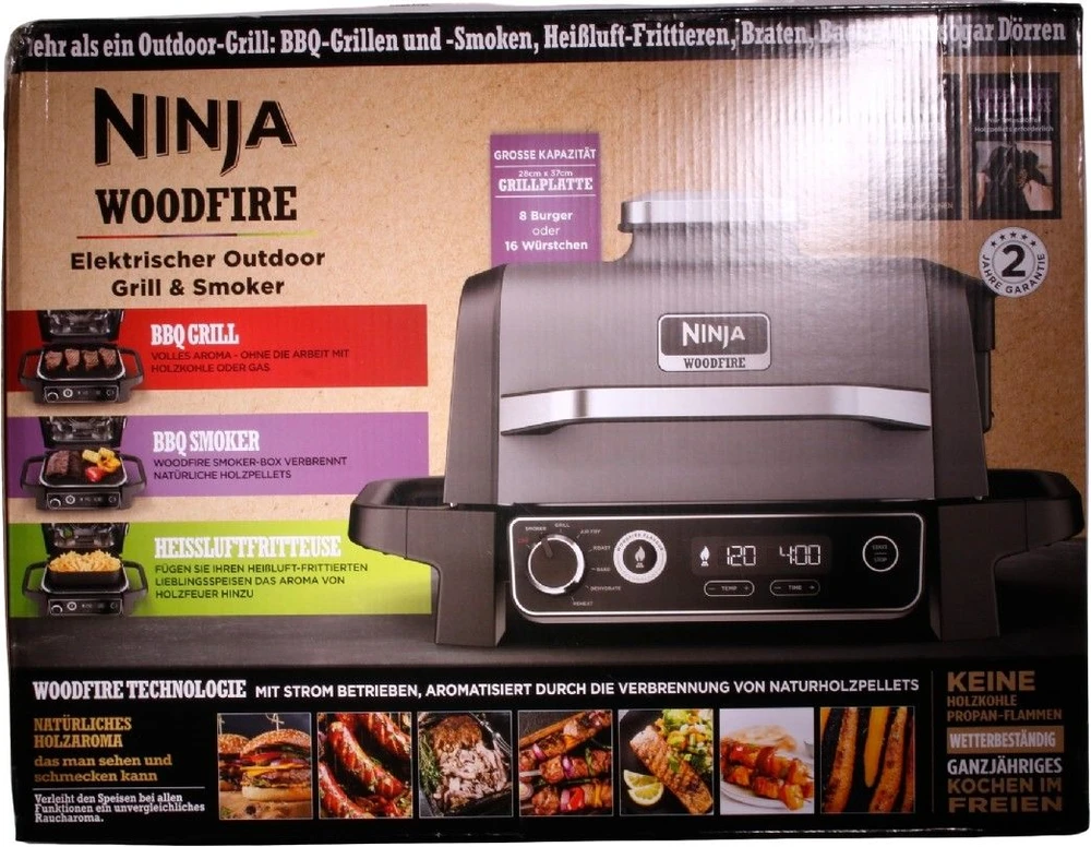 Ninja Kitchen Woodfire™ Lauko grilis/kepsninė
