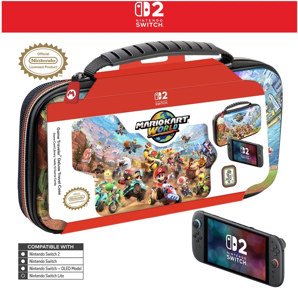 Nintendo Switch 2 Deluxe kelioninis dėklas Juodas Mario Kart World