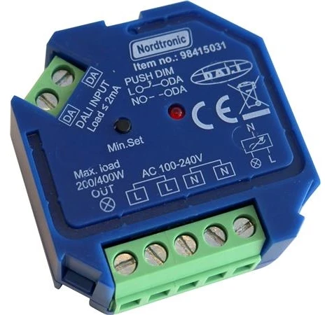 Nordtronic Dimmeris Dali LED 0-200W / Halogeninė 0-400W, užpakalinio krašto reguliatorius