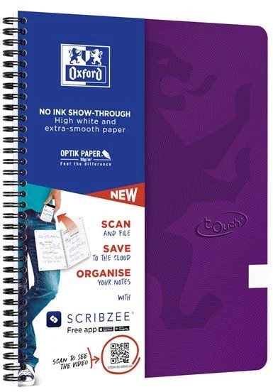 Oxford Notesnik A4+ Touch violetinė gładki 90g - 1 vnt.