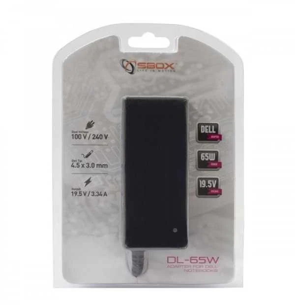 Sbox Technology SBOX Power Adapteris 65W, 19.5V/3.34A, Connector 4.5x3.0mm, juodos spalvos (DL-65)
