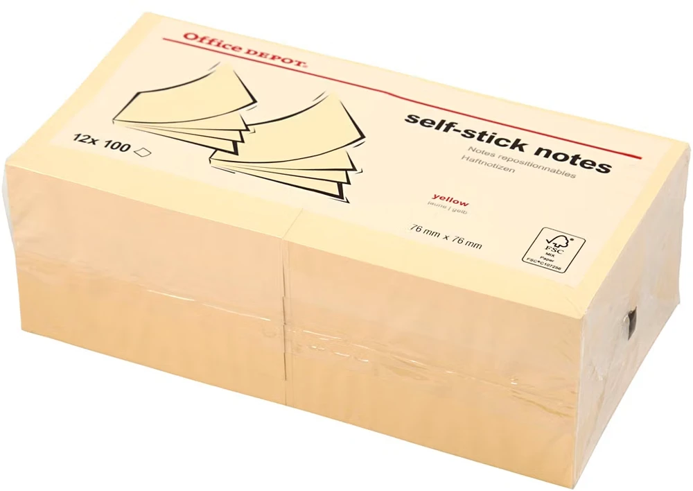 Stickn Notes Q-line Stick'N gul 76x76mm 100 ašmenų 12stk / pak