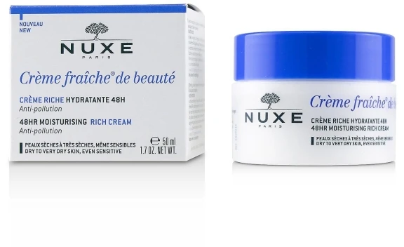 NUXE 48 val. drėkinantis tirštos konsistencijos kremas sausai odai „Crème Fraîche® de Beauté 48H Moisturizing Rich cream for dry skin“, 50 ml