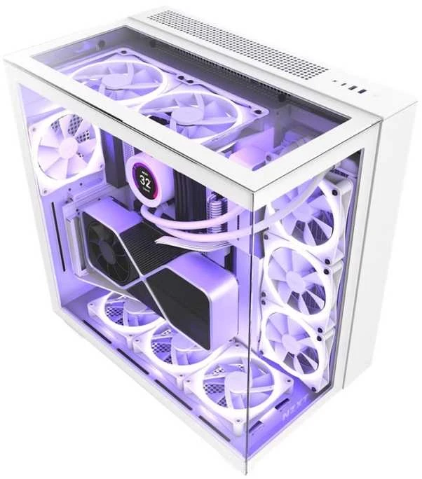 NZXT PC dėklas H9 Elite Midi bokštinis langas baltas