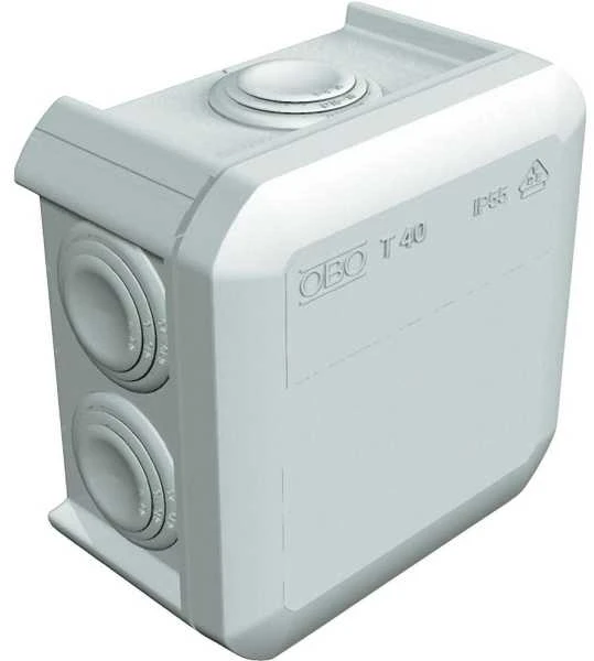 OBO Bettermann 2007045 Jungiamoji dėžutė T40 90x90x52 mm Šviesiai pilka (RAL 7035) IP55 (2007045)