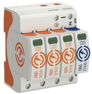 OBO Bettermann Bettermann Combi viršįtampių ribotuvai V50 3 + NPE 280V 5093526