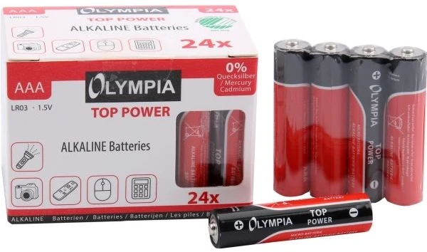 Olympia 40180, AAA, Šarminės, 24 vnt., 7 metai, Juoda, Raudona, Dėžutė su langeliu