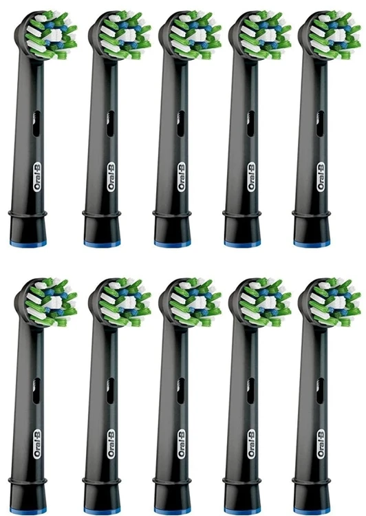 Oral-B CrossAction juodos spalvos leidimo šepetėlio galvutės su CleanMaximiser šereliais, skirtos holistiniam burnos valymui, 10 vnt.