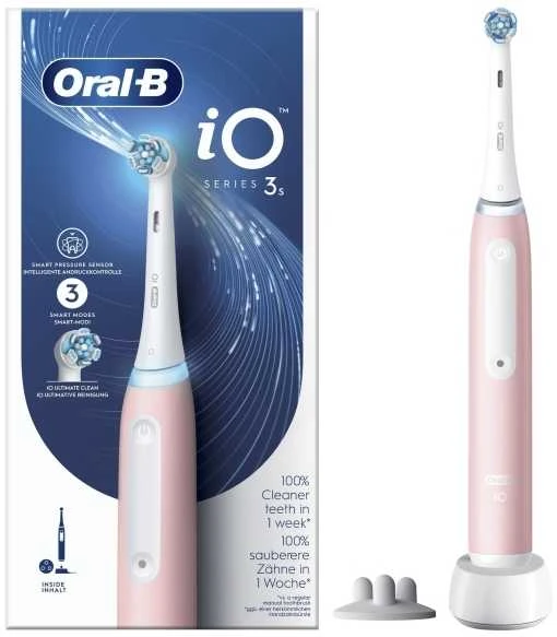 Oral-B iO Series 3s elektrinis dantų šepetėlis, rožinės spalvos