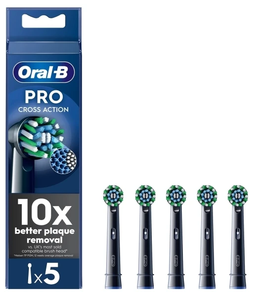 „Oral B Pro Cross Action“ dantų šepetėlio galvutės – juodos – 5 vnt.