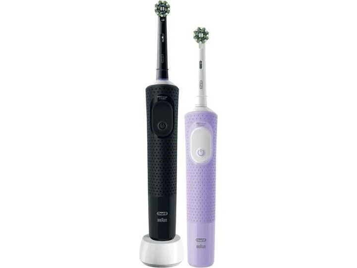 Dantų šepetėlis Oral-B Vitality Pro D103 Duo elektriniai dantų šepetėliai – juodi ir violetiniai