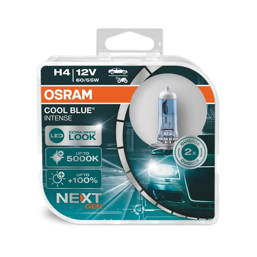 Osram lemputės, H4, COOL Mėlynas Intense, NextGen, 5000K 60/55W 64193