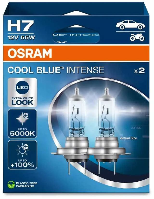 Mėlyna OSRAM COOL Mėlynas INTENSE H7 NEXT GEN 5000K 55W 12V PX26D 2vnt