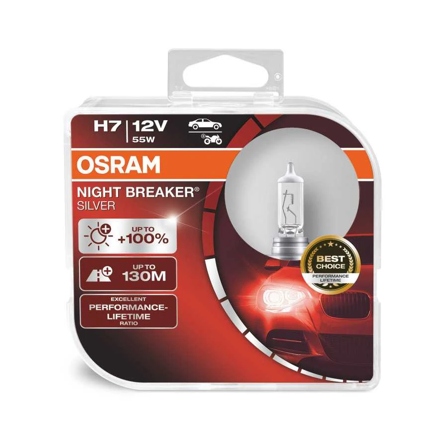 Osram lemputės Sidabrinis +100%, H7, 55W, DUO 64210NBS-HCB