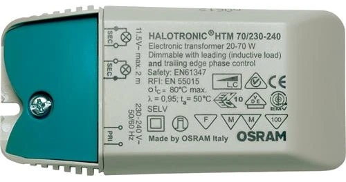 Osram HTM 70/230-240, Elektroninis apšvietimo transformatorius, Turkio spalvos, Balta, 230 - 240 V, II, 10,8 cm, 52 mm