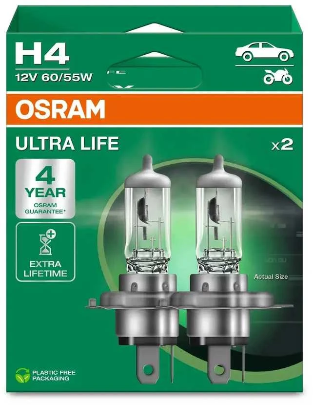 Osram Ultra Life H4 lemputės, pakuotė po 2 vnt.