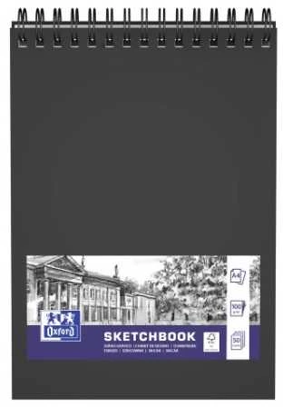 Oxford Sketchbook SKETCHBOOK dviguba spiralė A4 50k 100g juoda 400152648 OXFORD