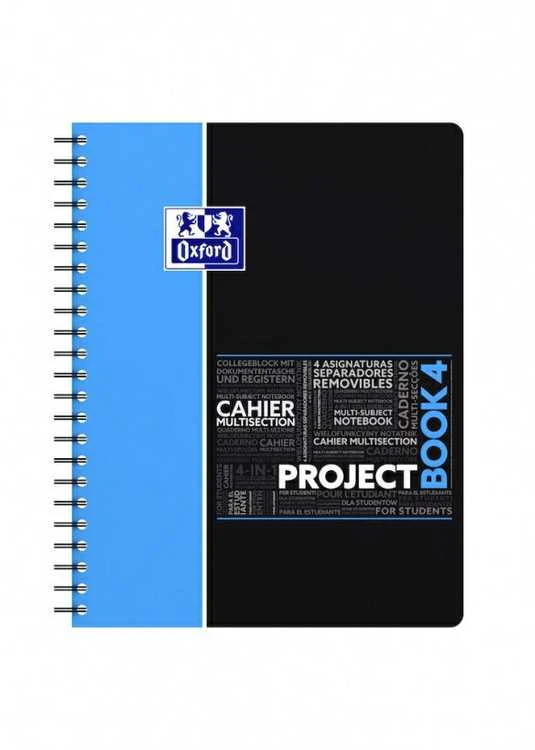 Oxford Project Book, juodas ir mėlynas spiralinis sąsiuvinis