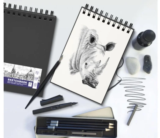 Oxford Sketchbook SKETCHBOOK dviguba spiralė A4 50k 100g juoda 400152648 OXFORD
