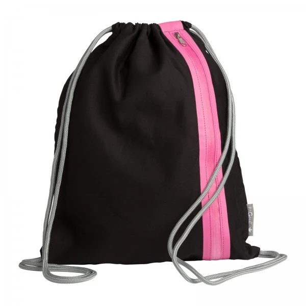 PAGNA Turnbeutel Go juodas/dunkelrosa Zipper 46x36cm