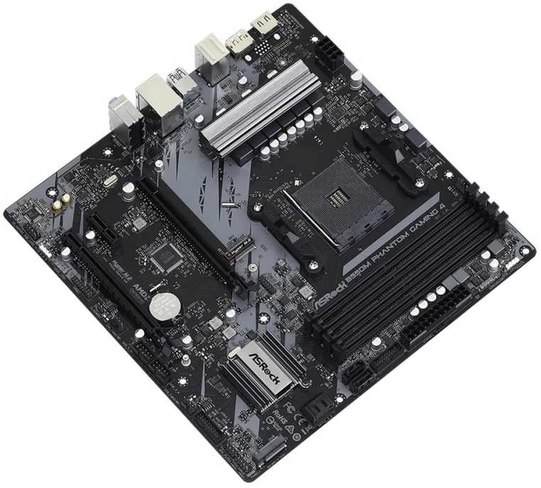 Pagrindinė plokštė ASROCK AMD B550 / SAM4 / MicroATX / 1xPCI-Express 3.0 1x / 1xPCI-Express 3.0 4x|2xM.2 / 1xPCI-Express 4.0 16x / Memory DDR4 / Atminties lizdai 4 / 1xHDMI / 1xDisplayPort / 2xAudio-In / 1xAudio-Out / 2xUSB 2.0 / 4xUSB 3.2 / 1xPS/2 / 1xRJ45
