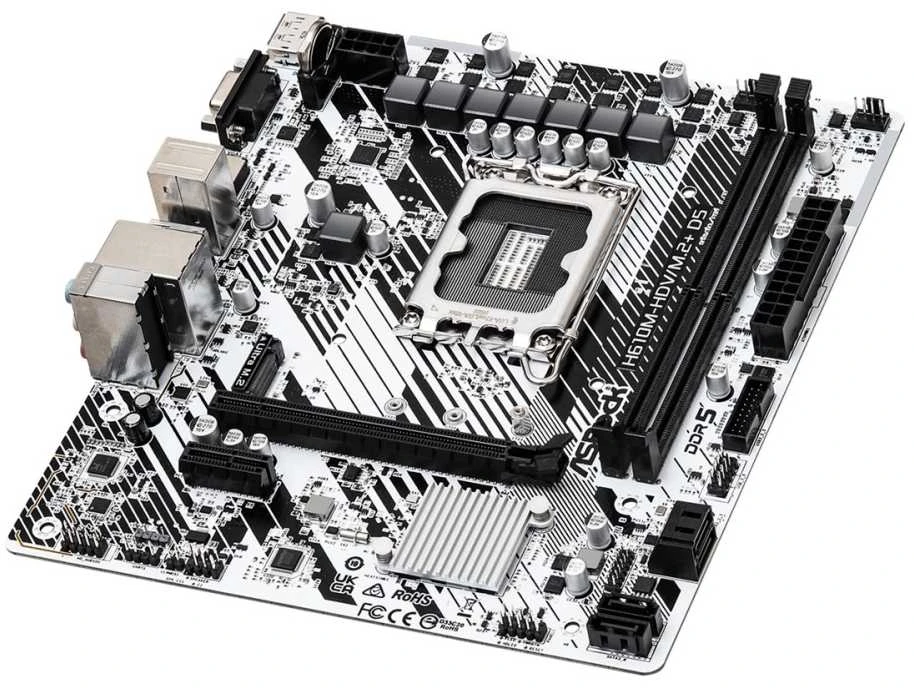 Pagrindinė plokštė ASRock | H610M-HDV/M.2+ D5 | Procesorių šeima Intel | Procesoriaus lizdas LGA1700 | DDR5 DIMM | Palaikomos standžiojo disko sąsajos SATA3, M.2 | SATA jungčių skaičius 4
