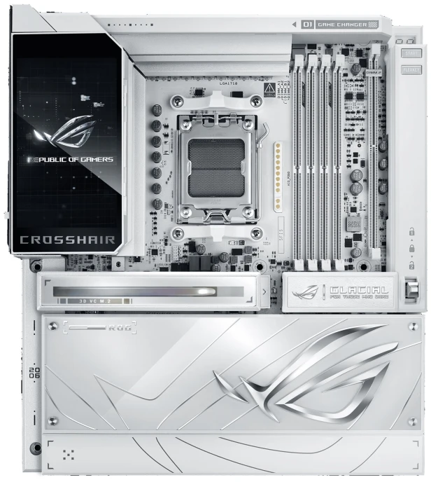 Pagrindinė plokštė ASUS ROG CROSSHAIR X870E GLACIAL, AMD, Lizdas AM5, AMD Ryzen 7000 serija, AMD Ryzen 8000 serija, AMD Ryzen 9000 serija, Lizdas AM5, DDR5-SDRAM, 256 GB
