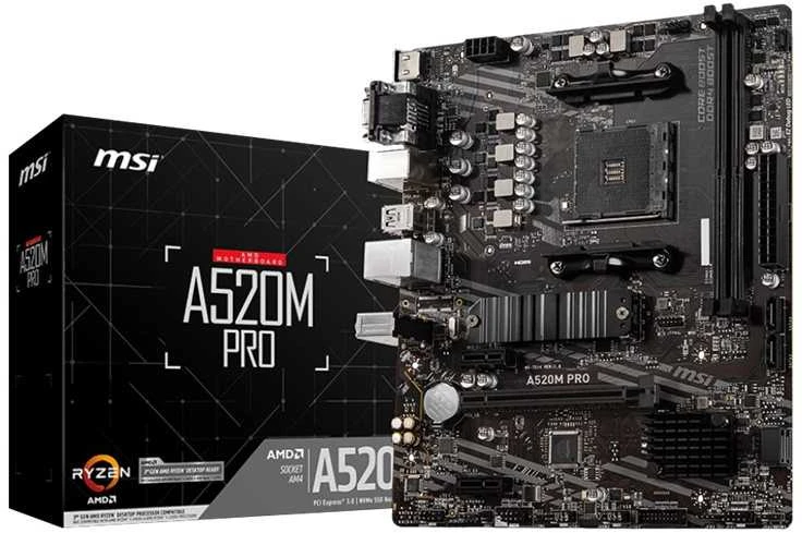Pagrindinė plokštė MSI A520M-A PRO AM4 DDR4 1x M.2 4x SATA HDMI DVI-D M-ATX
