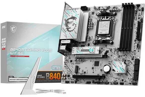 Pagrindinė plokštė MSI B840M GAMING PLUS WIFI6E | Procesorių šeima AMD | Procesoriaus lizdas AM5 | DDR5 | Palaikomos standžiojo disko sąsajos SATA, M.2 | SATA jungčių skaičius 4