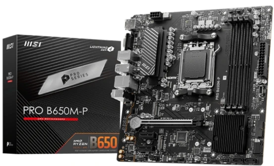 Pagrindinė plokštė MSI PRO B650M-P, AMD, Socket AM5, AMD Ryzen 7000 Series, Socket AM5, DDR5-SDRAM, 192 GB