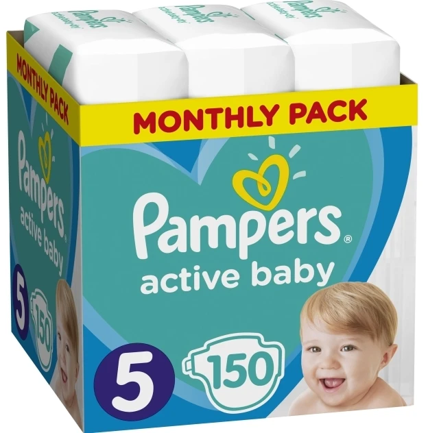 Sauskelnės Pampers Active Baby 5 Dydis, 11-16 kg, 150 vnt.