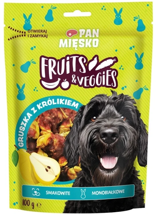 Pan Mięsko Skanėstas šuniui Fruits & Veggies Gruszka su triušiena (dorosły) 100g