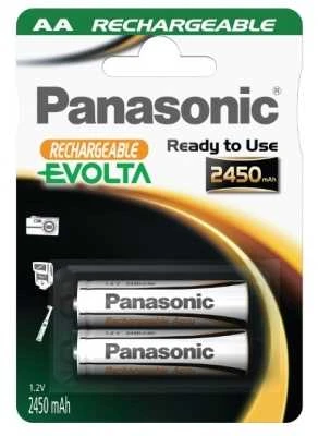 1x2 Panasonic Akku NiMH Mignon AA 2450 mAh įkraunamas Evolta