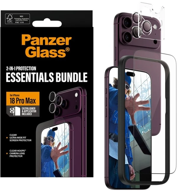 Panzer Glass PanzerGlass Essentials 2-in-1 ekrano ir objektyvo apsaugos rinkinys iPhone 18 Pro Max