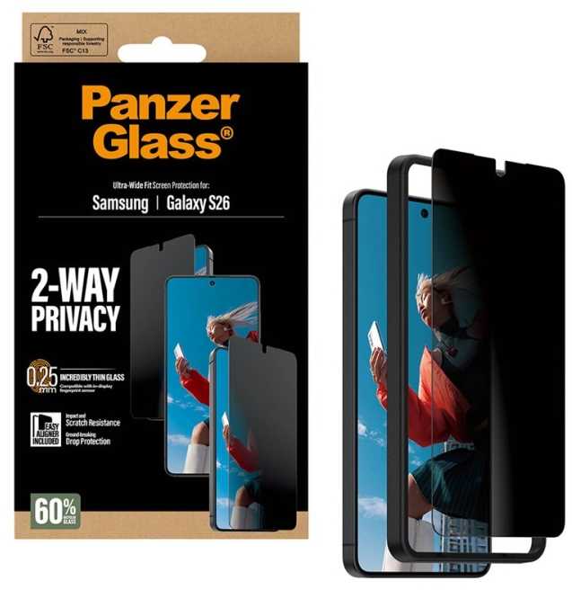 „Panzer Glass PanzerGlass“ dvipusis ekrano apsauginis dėklas „Samsung Galaxy S26 UWF“ su „EasyAligner“