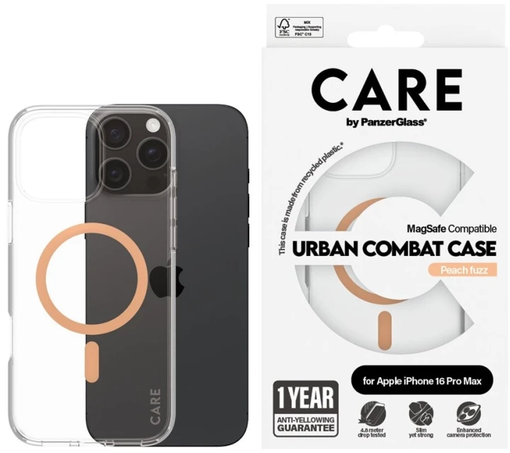 Dėklas Panzer Glass CARE Flagship Apple iPhone 16 Pro Max 6.9" persikų / persikų MagSafe 1376