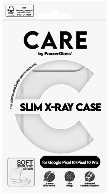 „Panzer Glass CARE“ madingas „X-Ray Soft Basic“ dėklas „Google Pixel 10/10 Pro“ telefonui