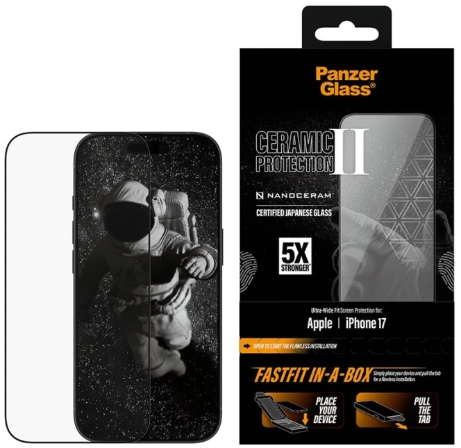 Panzer Glass „PanzerGlass“ keraminė ekrano apsauga „iPhone 17“ | Itin platus tvirtinimas su „FASTFIT IN-A-BOX“ (PG34848)