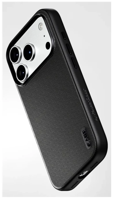 Dėklas Panzer Glass Case CARE by PanzerGlass Fusion Fabric MagSafe skirtas iPhone 18 Pro / 17 Pro, juodas