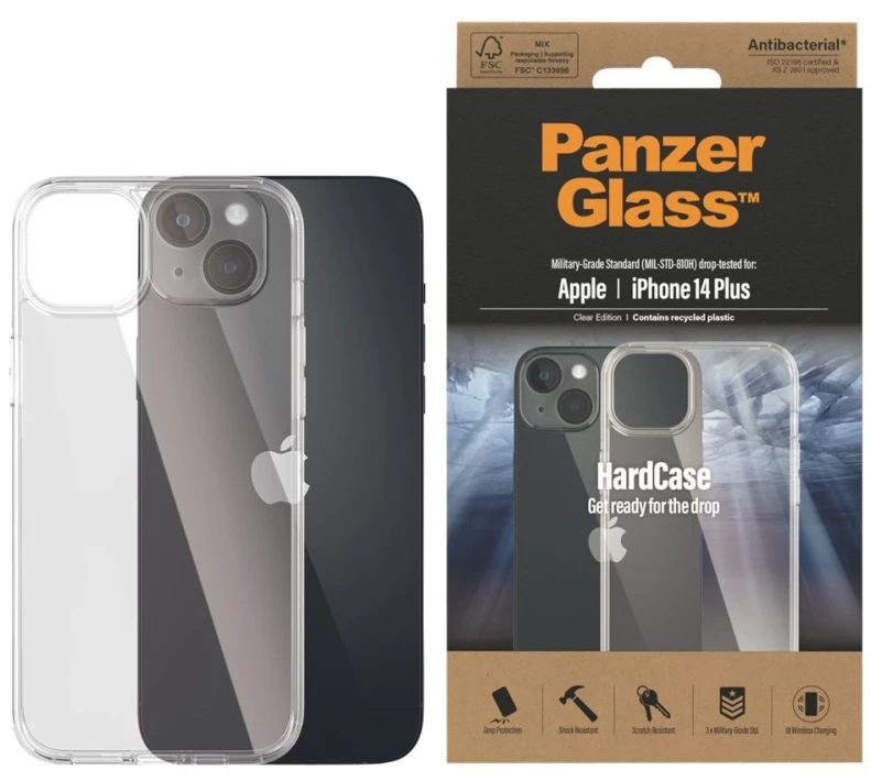 Panzer Glass PanzerGlass | Kietas dėklas | Apple | iPhone 14 Plus | Išvalyti | Suderinamas su belaidžiu įkrovimu; 100% perdirbta rėmo medžiaga