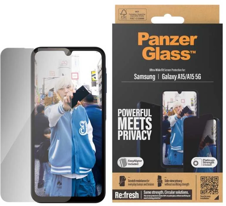 Panzer Glass PanzerGlass Ultra-Wide Fit Privacy Apsauginis stiklas with Positioner Samsung Galaxy A15 / A15 5G
