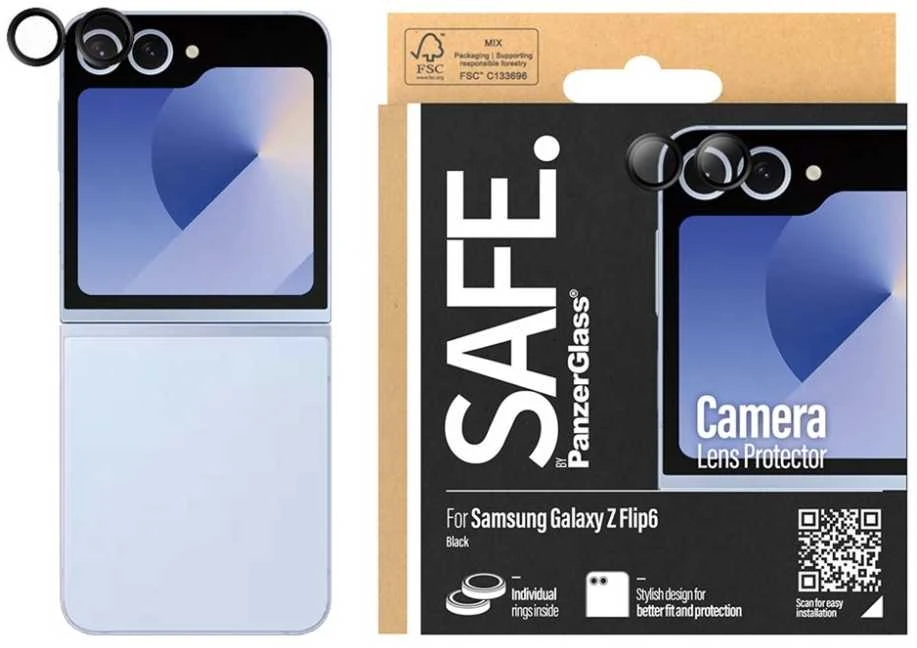 Panzer Glass SAFE by PanzerGlass fotoaparato dangtelis Samsung Galaxy Z Flip6 - su juodu rėmeliu