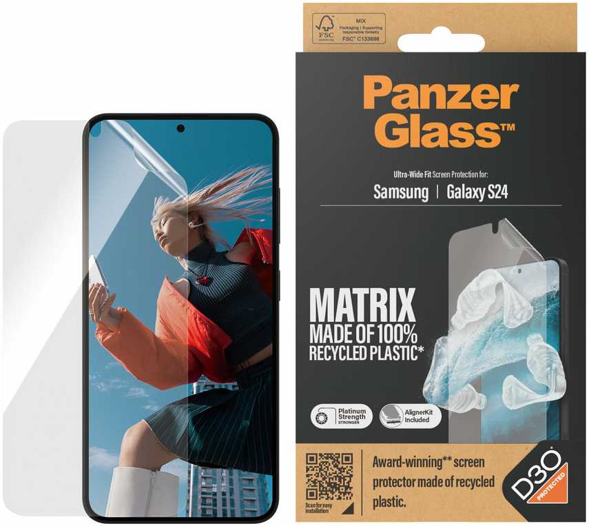 Panzer Glass PanzerGlass Ultra-Wide Fit Apsauginis stiklas su D3O® su aplikatoriumi Samsung Galaxy S24