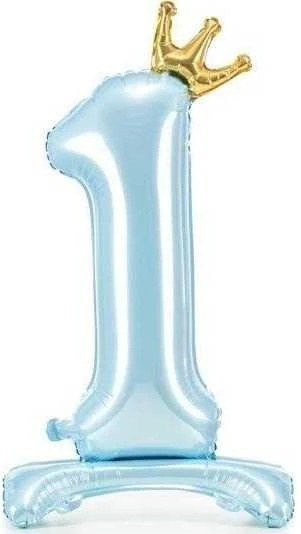 Party Deco Folinis pastatomas balionas skaičius "1" melsvas 84cm