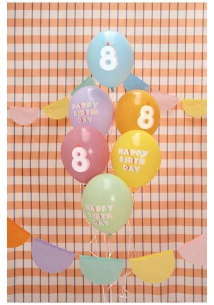 Party Deco Balionų puokštė Su gimtadieniu, 8 metai