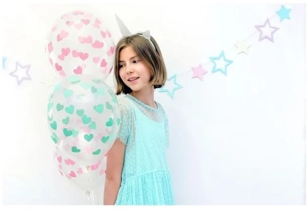 Party Deco Mint Hearts, 30 cm, 6 vnt universalus