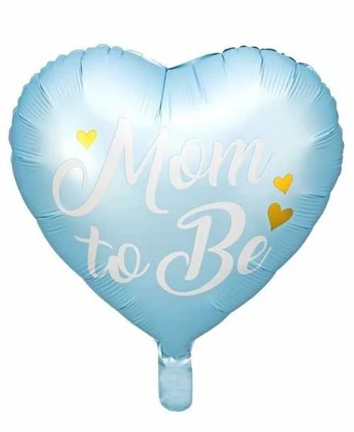 Party Deco Folinis balionas širdelė "Mom to Be" 35cm melsvas