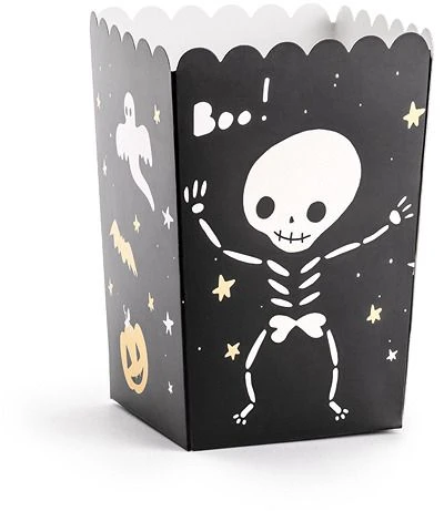 Party Deco Dėžutės popcorn "Boo" 6 vnt 7*7*12,5cm helovino šventei